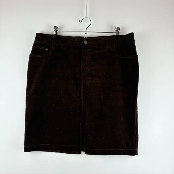 Charter Club Women's Vintage Corduroy Velvet Brown Pencil Skirt 12 Work Classic - Picture 1 of 9